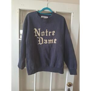 Vintage Gear For Sport Big Cotton Navy Notre Dame Large Sweater Script LettersJ1